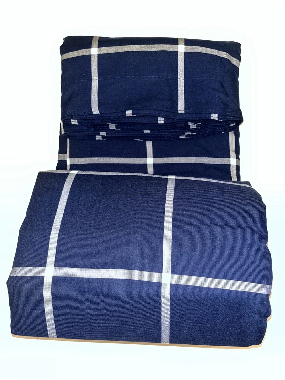 Ralph Lauren Modern Equestrian Windowpane Navy King Duvet 10% Cashmere $570
